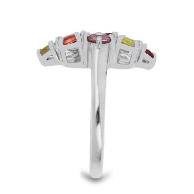 BUY 925 SILVER  MULTI SAPPHIRE GEMSTONE CLUSTER RING 